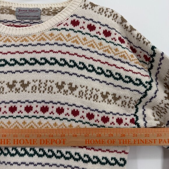 Jamie Watson 90’s Scotland Vintage Sweater Ducks Hearts Knit 100% Cotton - Picture 8 of 10
